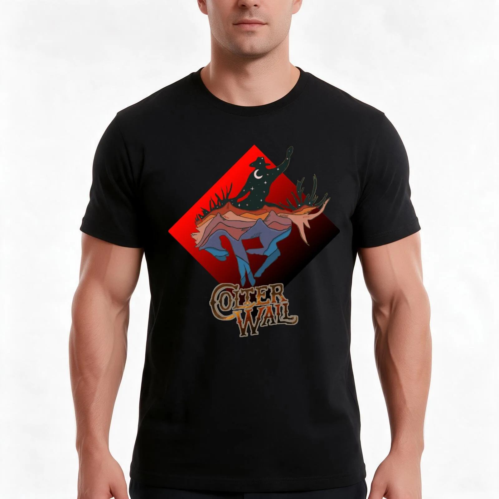 Colter wall cowboy T-Shirt, Summer Casual Cotton Tee, Oversized Streetwear Tops, Vintage Graphic Print, Loose Fit Short Sleeve