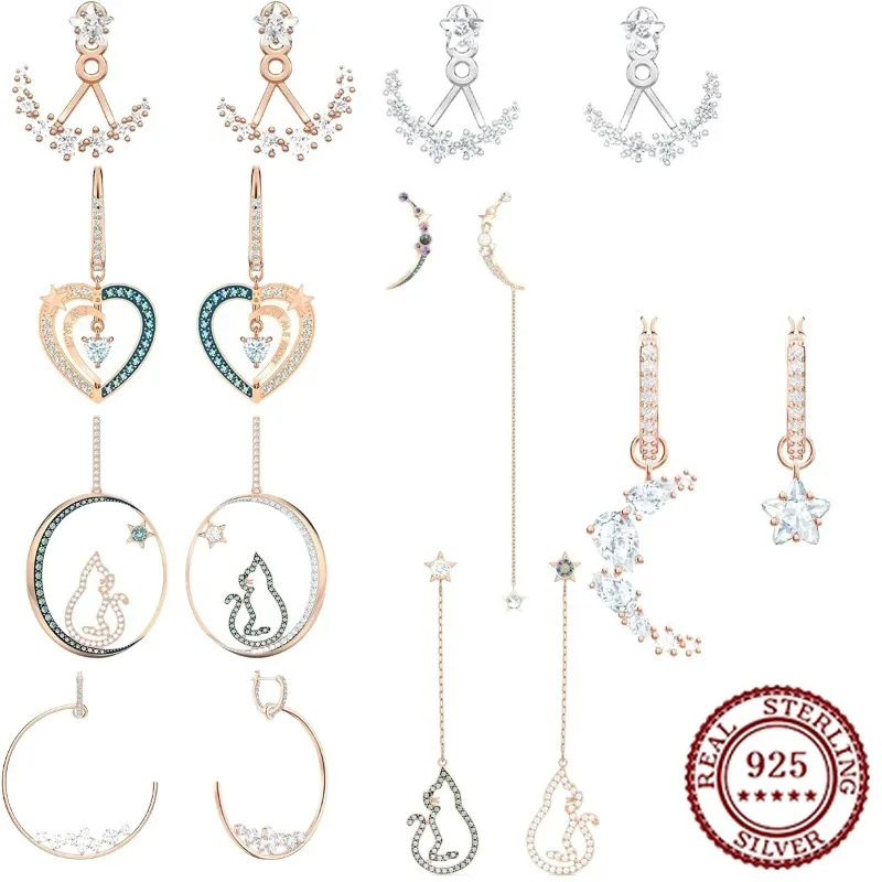 

2025 New Original Women's Fashionable Round Pendant S925 Pure Silver Moon Decoration Earrings High-end Jewelry Gift