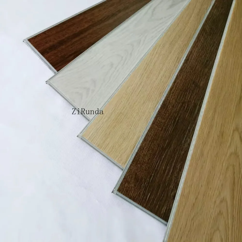 Lantai plastik SPC motif anyaman tangan 7 x48 yang tahan lama dan dapat disesuaikan