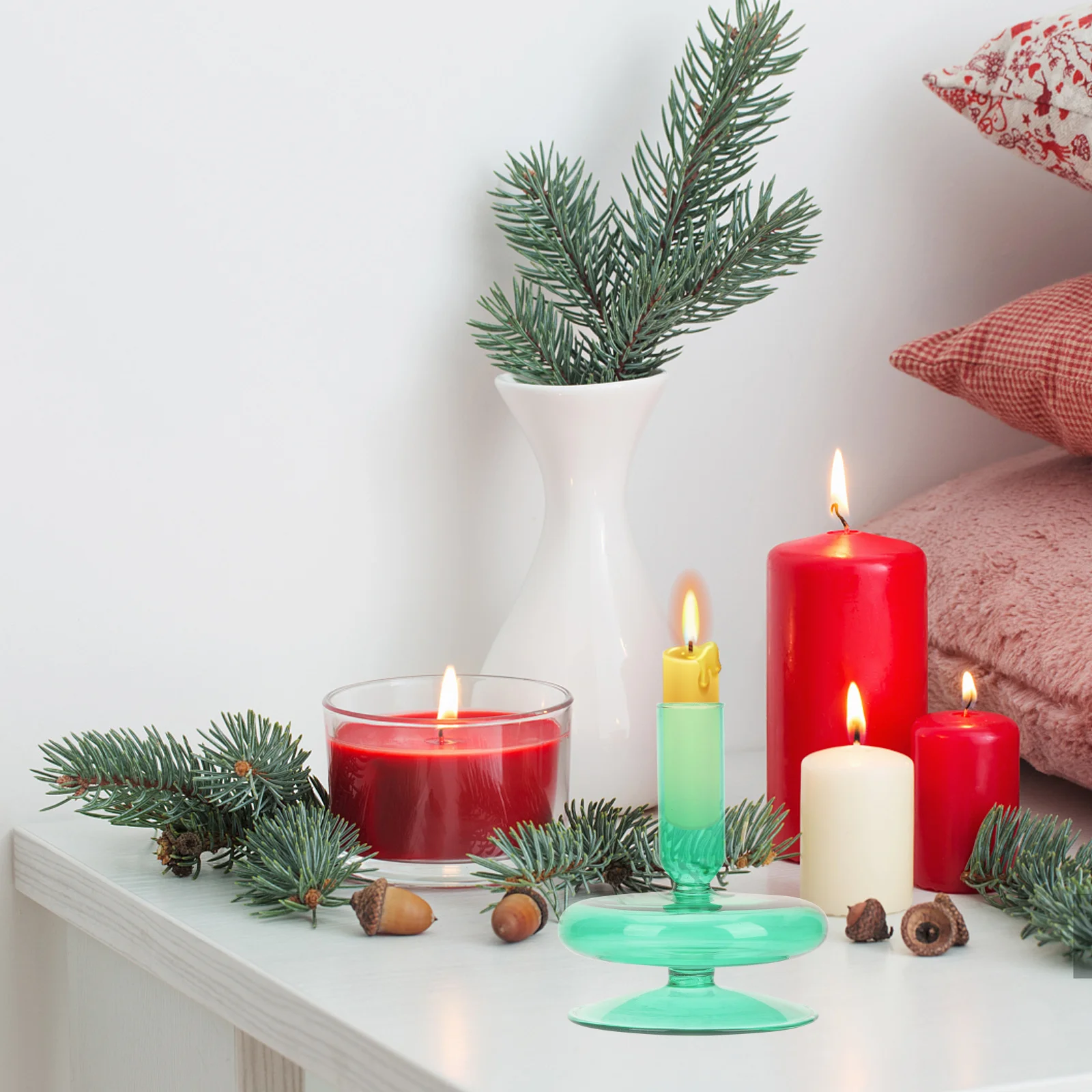 

Creative St Patrick Theme Green Holder Elegant Glass Pillar Stand Wedding Party Decoration St. Patrick Day Accessory