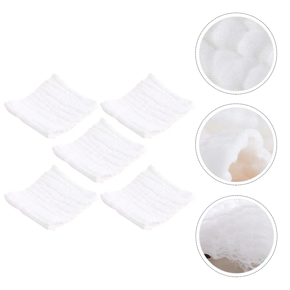 

5Pcs Cotton Diapers Newborn Baby Gauze Diaper Set 12 Layers Absorbent Breathable Soft Skin-Friendly Multi-Use Burp Cloth Bib
