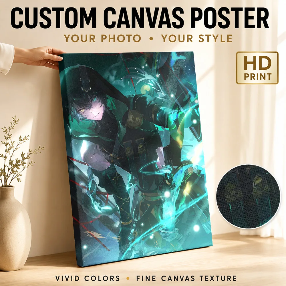 Wuthering Waves Jingran Game Gallery Wrapped Canvas Print Customized Photo Vivid Character Illustration Wall Art For Bedroom