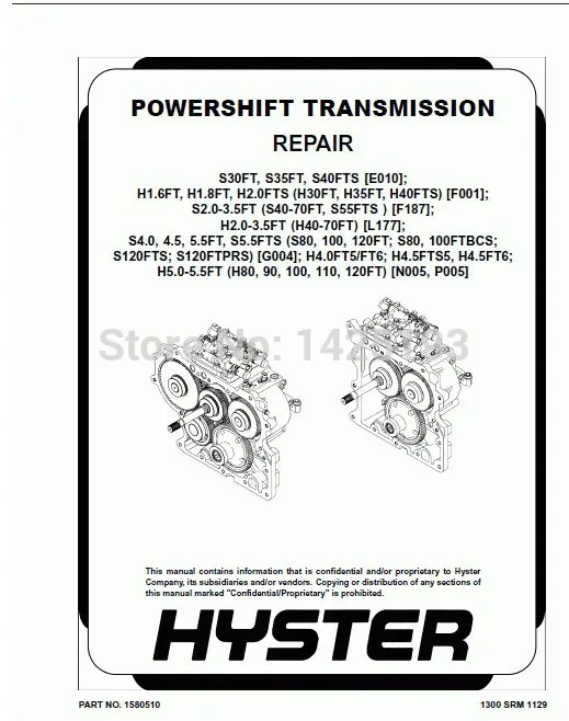 Hyster Forklift Class 4 Internal Combustion Engine Trucks Repair Manuals 2021