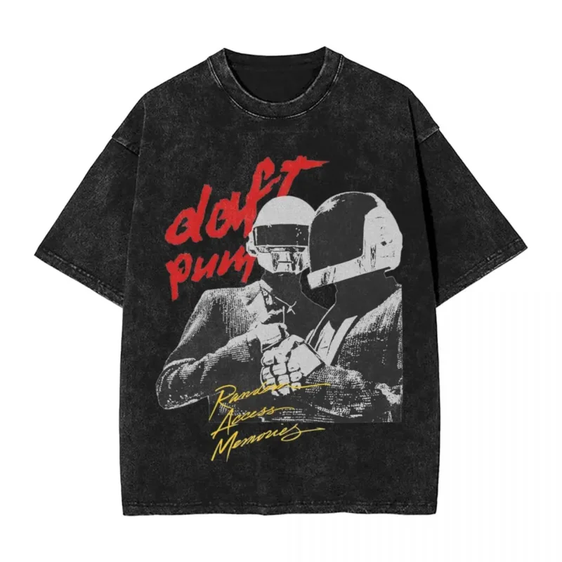 Daft-camisetas lavadas Punk para hombres y mujeres, ropa de calle, camisetas vintage de hip hop, tops de algodón con estampado Harajuku