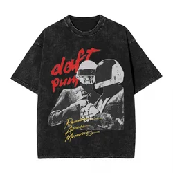 Daft Punk washed T shirts streetwear hip hop vintage T-shirts tees tops men women cotton Harajuku printed