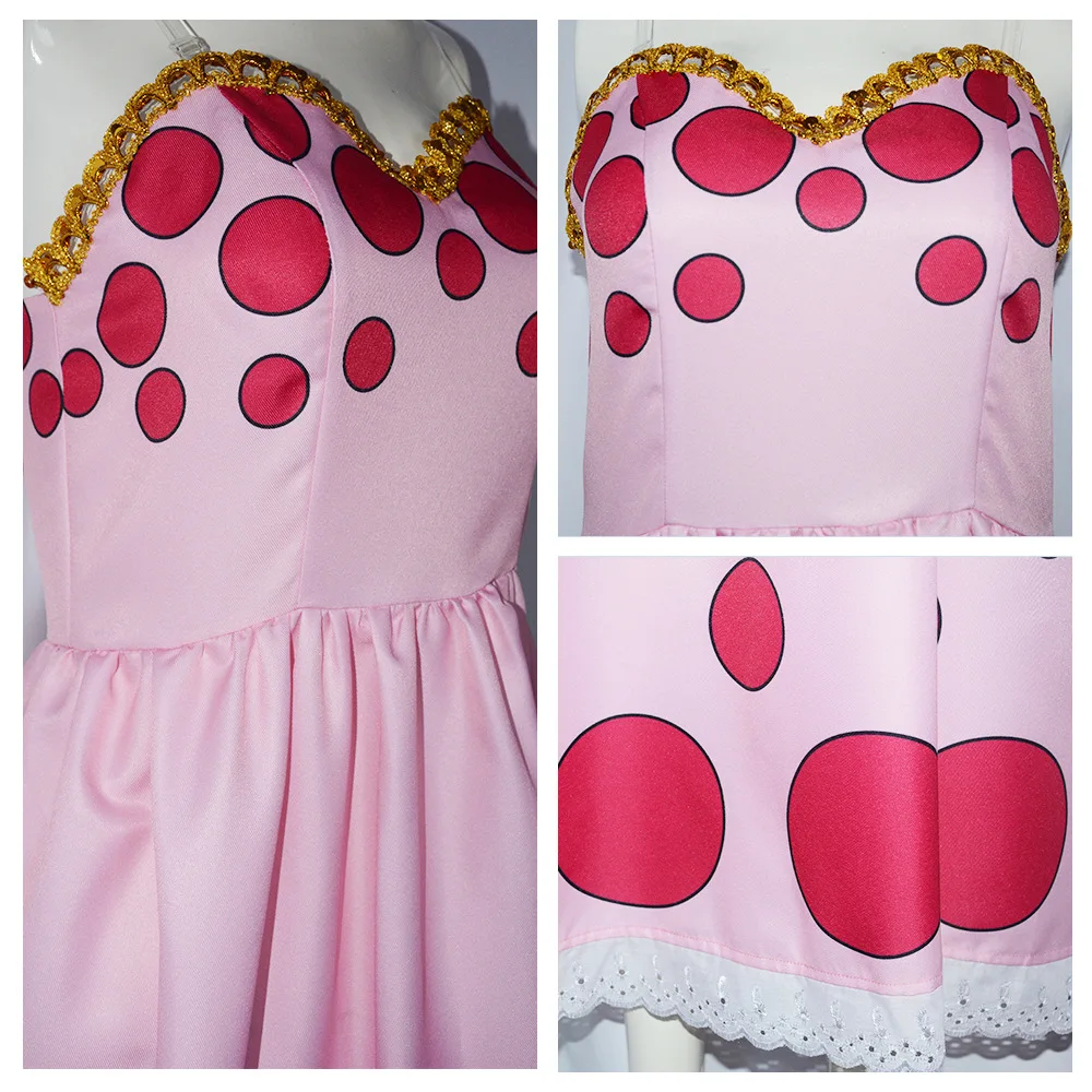 Anime Charlotte Linlin BIG MOM Cosplay Pink Spot Dress Yellow