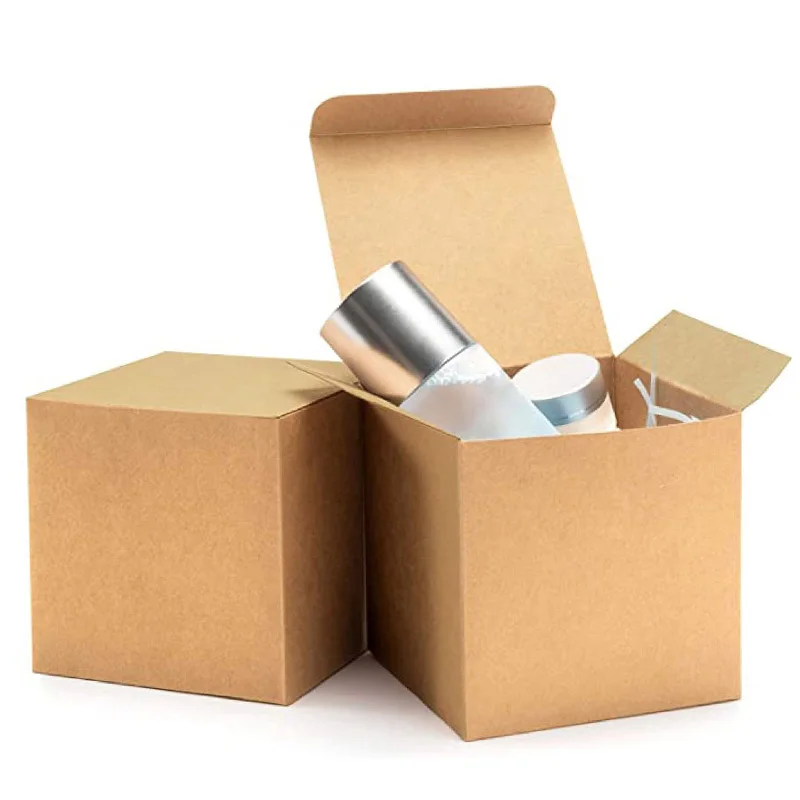 100pcs 4x4x4cm Kraft Paper Box Cosmetic Handmade Soap Candy Packing Box Small Gift Boxes For Baby Shower Wedding Birthday Party