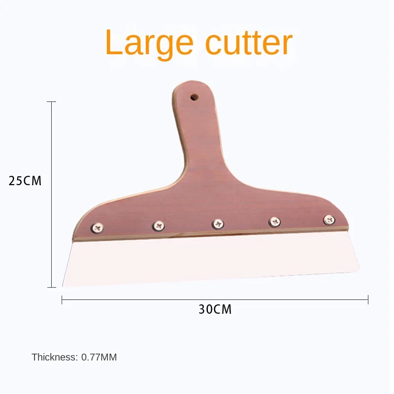 Wooden Handle Cutter Multi-size Wallpaper Mural Cutter Spatula Wooden Handle Paint Scraper Stainless Steel Putty Knife