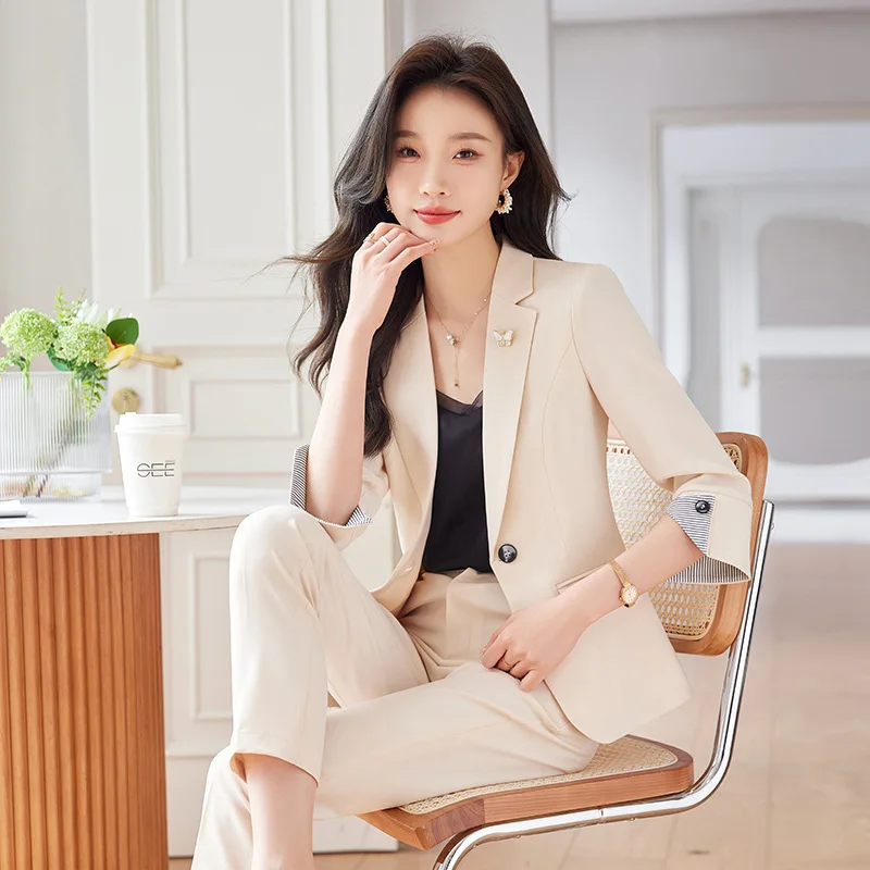 Business Suit Women's Formal Wear Elegant Slim Spring and AutumnOLCommuters' Workwear Hotel Front Desk Jewelry Shop Workwear