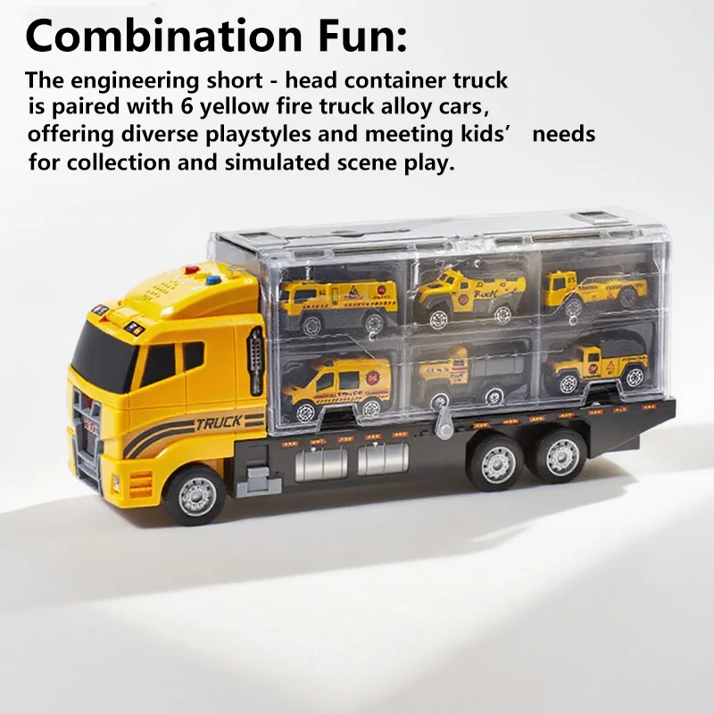 مجموعة ألعاب سيارات شاحنة مكافحة الحرائق للأطفال الأولاد مع 6 مركبات مصنوعة من خليط معدني للأطفال، مناسبة كهدية عيد ميلاد للأطفال