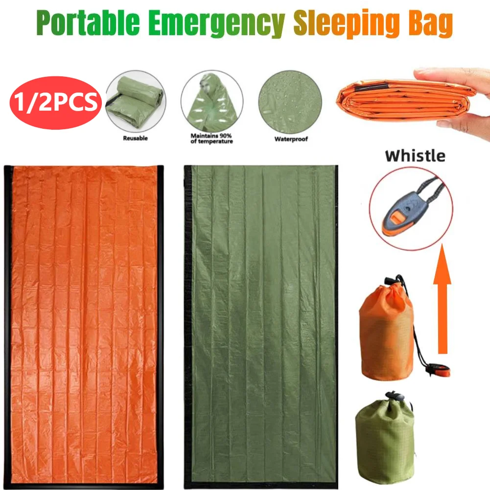 Saco de dormir de emergência ao ar livre à prova dwaterproof água sobrevivência cobertor térmico portátil reutilizável saco térmico primeiros socorros cobertor de resgate
