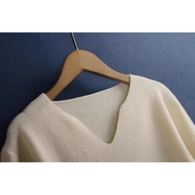 الشتاء 796 سترة V-Ne عادية فضفاضة تناسب طويلة Sve ألياف البوليستر ملابس داخلية زر صغير لون نقي تنوعا تريكو #4