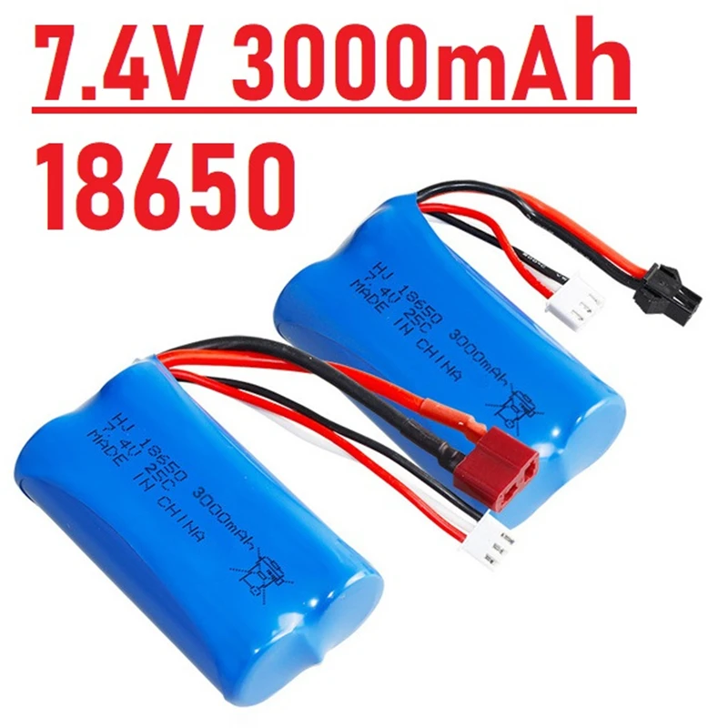 7.4V 3000mAh 2S 18650 lipo battery For Udi U12A Syma S033g Q1 H100 H101 H102 H103 FT009 rc boats model parts EL-2P/SM/JST/T Plug