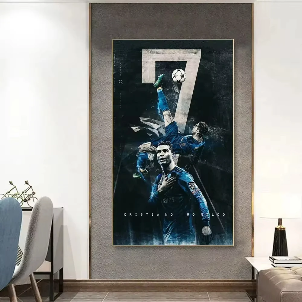 Football Star CR7 Ronaldo Poster Frameless Watercolour Canvas Painting Living Room  Home Decor Collection Fan Gifts