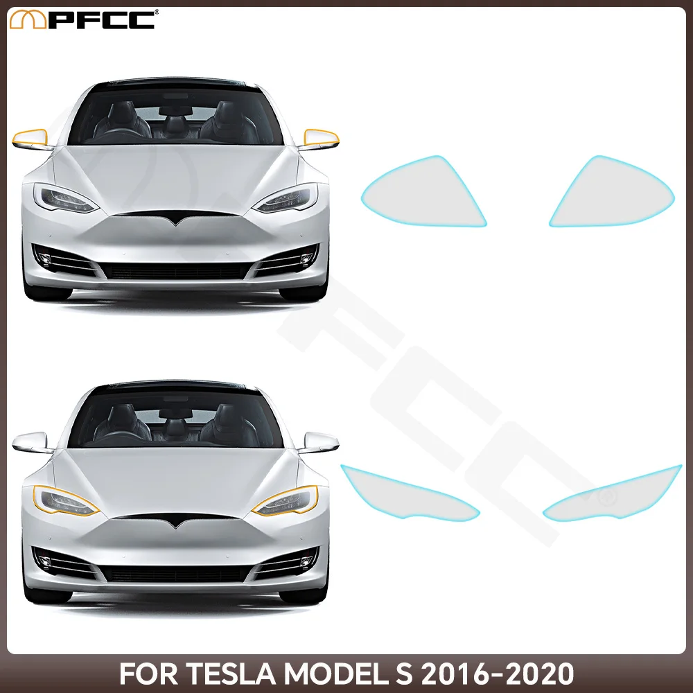 Accesorios para Tesla Model S 2016-2020, Kit de PPF precortado para faros y retrovisores, película protectora transparente antiarañazos.