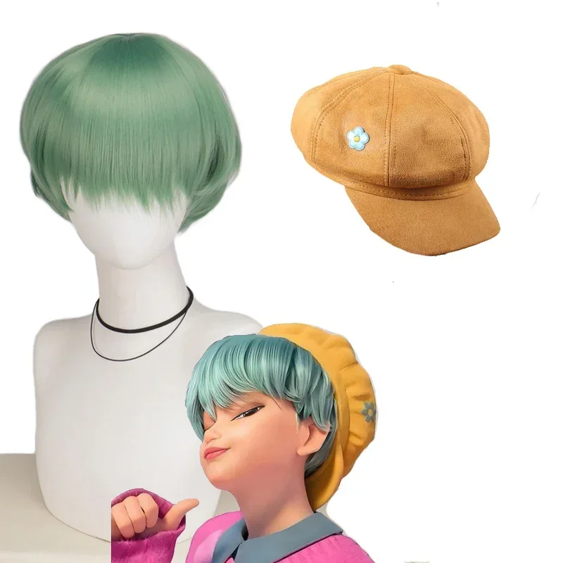 Saja Jungen Baby Cosplay Perücke Gelb Baskenmütze Hut KPop Dämon Jäger Synthetische Kurze Perücke Männer Frauen Halloween Party Karneval Requisiten