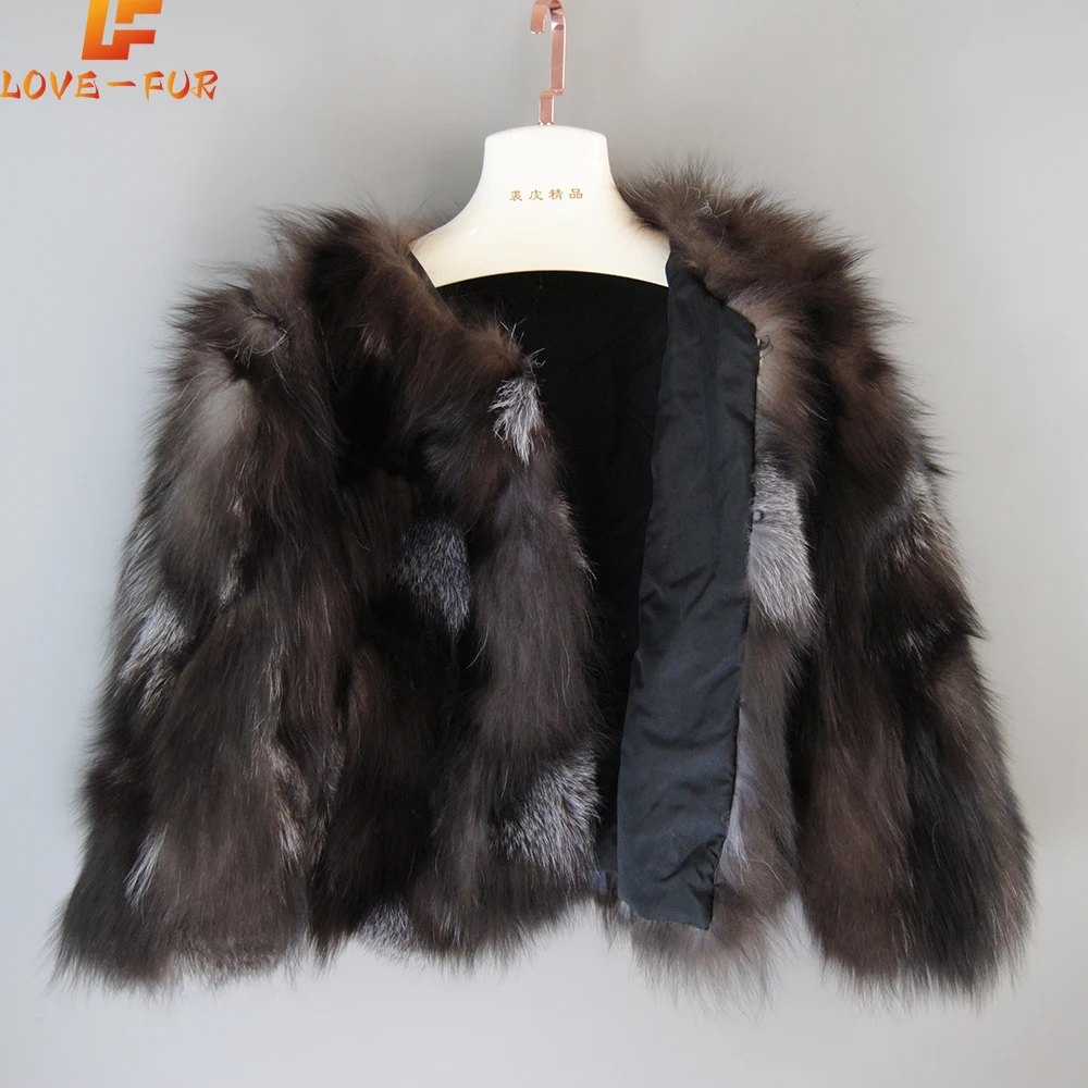 2024 New Women Winter Genuine Sliver Fox Fur Coats Ladies Warm 100% Natural Fox Fur Jackets Russia Fashion Real Fur Overcoats