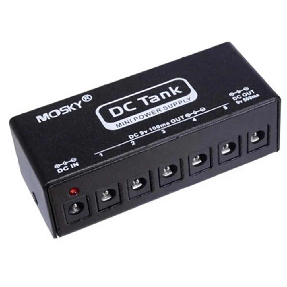 Mosky-Mini DC-Tank Pedal de Efeitos de Guitarra, Fonte de Alimentação, 6 Saída Isolada, Curto Circuito, Proteção Sobre Corrente