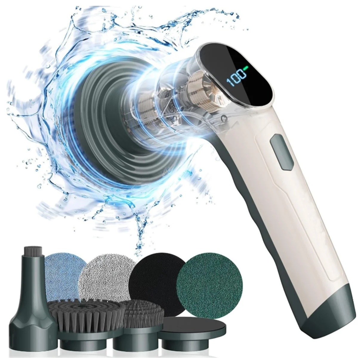 New 2-Speed Electric Cleaner with LED Screen, Handheld Electric Multi-Purpose Cleaning Brush for All Kinds of Floors