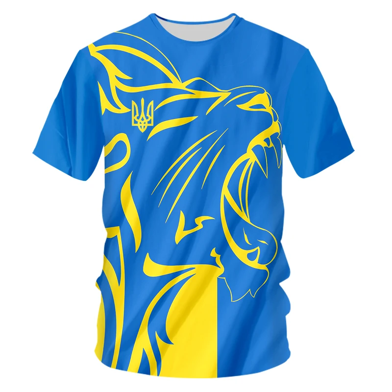 2022 Summer Ukrainian 3d Printed T Shirt Men\'s Ukrainian Flag Casual Wear Fashion Plus Size Football Jersey