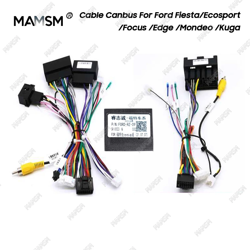 MAMSM Car 16pin Harness Adapter Canbus Decoder For Ford Fiesta Focus Fusion Escape Ranger Android Radio Power Cable FORD-RZ-09