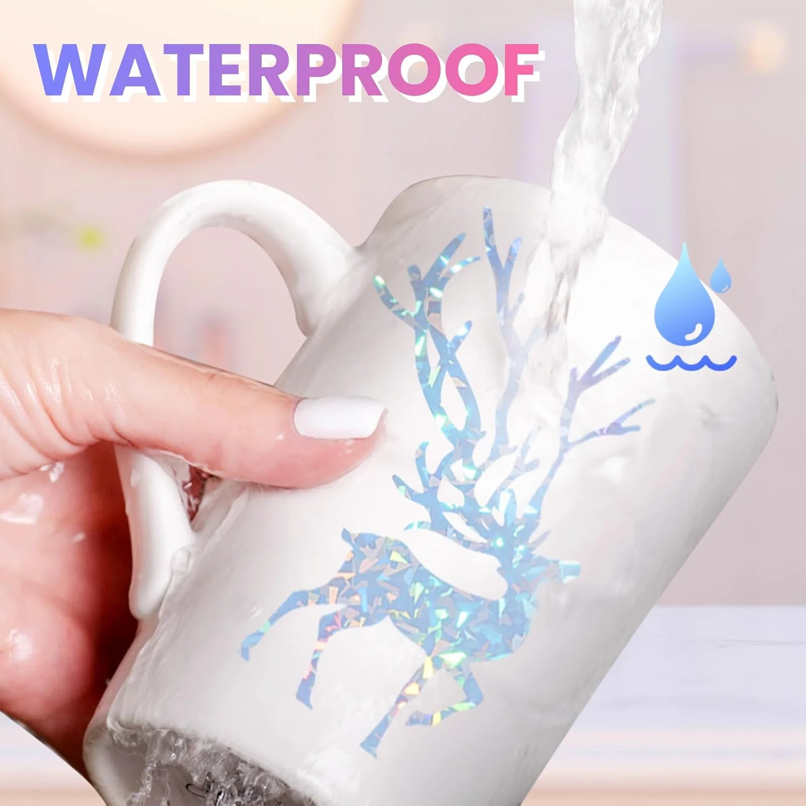 A4 Size 20Pcs Printable Holographic Vinyl Stickers Paper, 4 Mixed Styles Water-Resistant Vinyl Stickers for Inkjet Printing