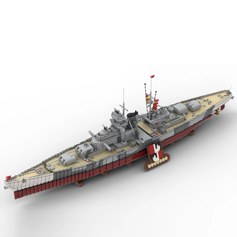 NEW 9432PCS  Military MOC 1:200 scale Tirpitz heavy cruiser Battleship Model DIY creative ideas blockToy Assembly Puzzle Gift