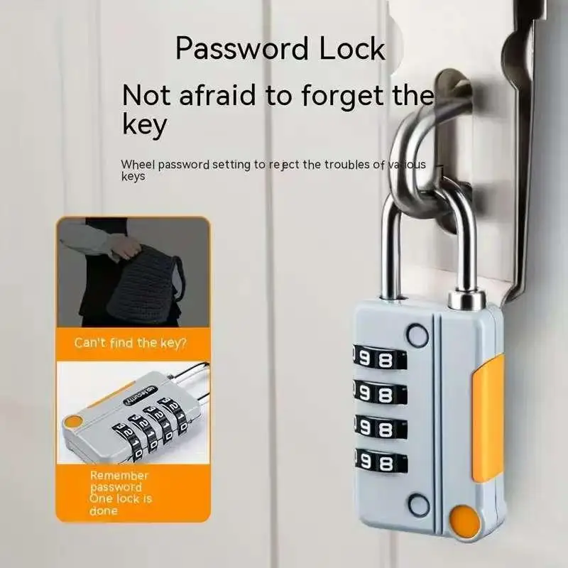 Multicolor 4 Digit Combination Padlock With Resettable Code And Sturdy Metal Shackle Perfect For Gym Locker Luggage Travel