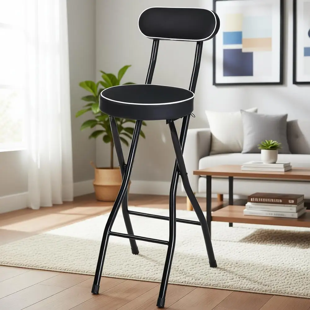 

27.5 Inch Tall Adjustable Bar Stool with Cushion, Portable and Collapsible for Kitchen Island Dining