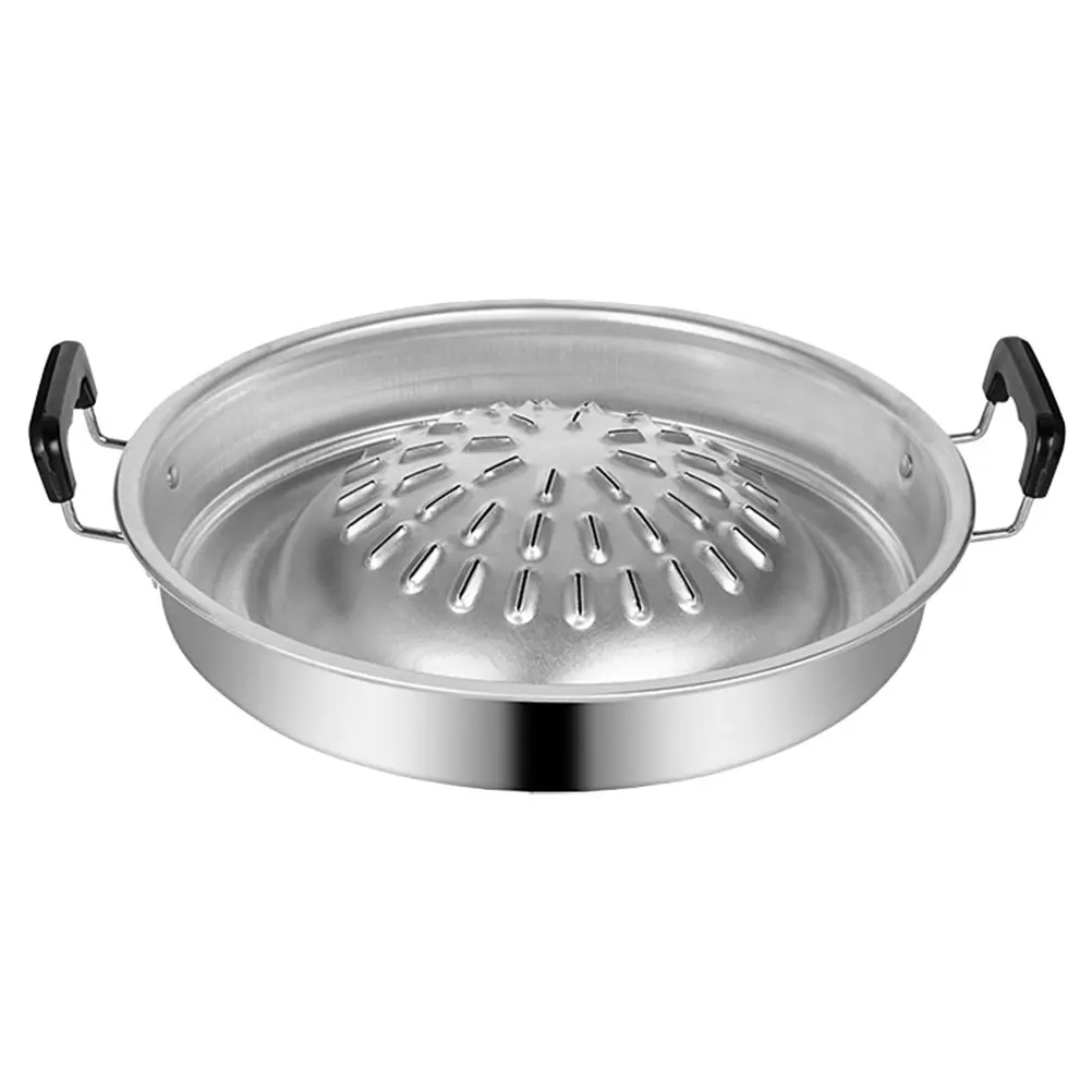 

Stainless Steel Korean BBQ Grill Pan Outdoor Camping Cooking Reusable Tray Picnic Barbecue Griddle Metal Professional Household
