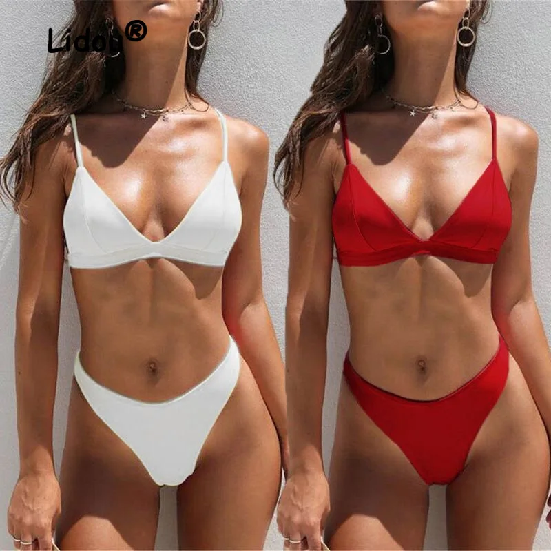 Traje de baño europeo y americano para mujer, Bikini Sexy para fiesta en la playa, traje de baño informal que combina con todo, hombros descubiertos, múltiples estilos, nuevo