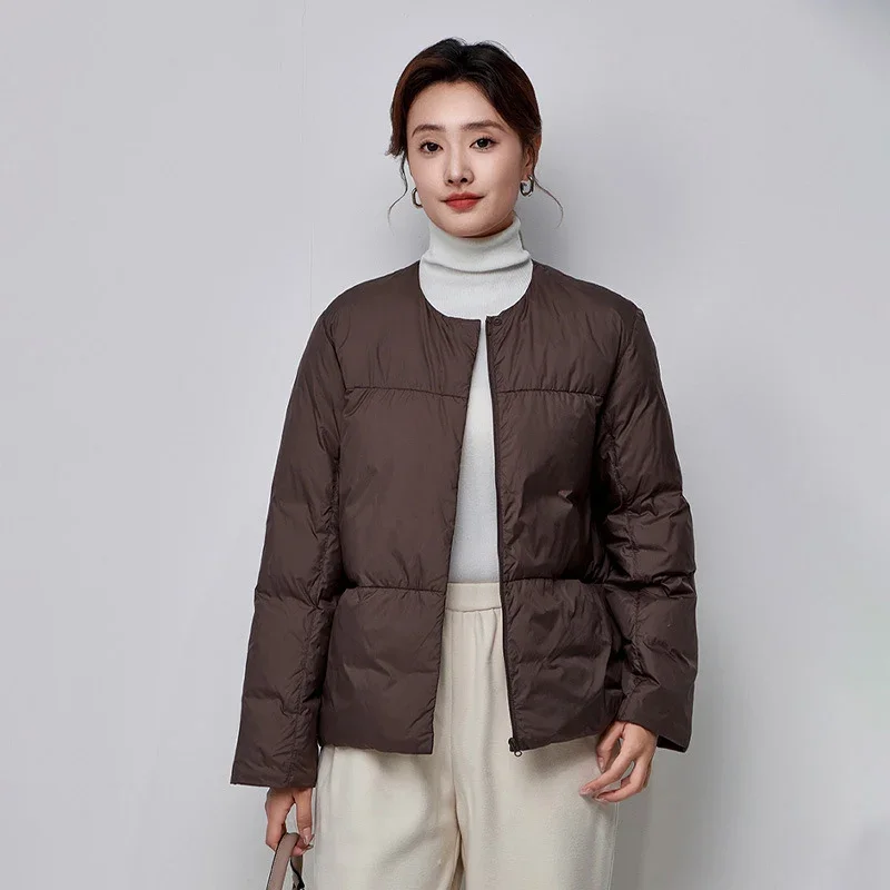 Manteau en duvet de canard blanc léger pour femme, veste en duvet de canard, vêtements d'extérieur chauds, simple, solide, document, automne, hiver, nouveau, 2024