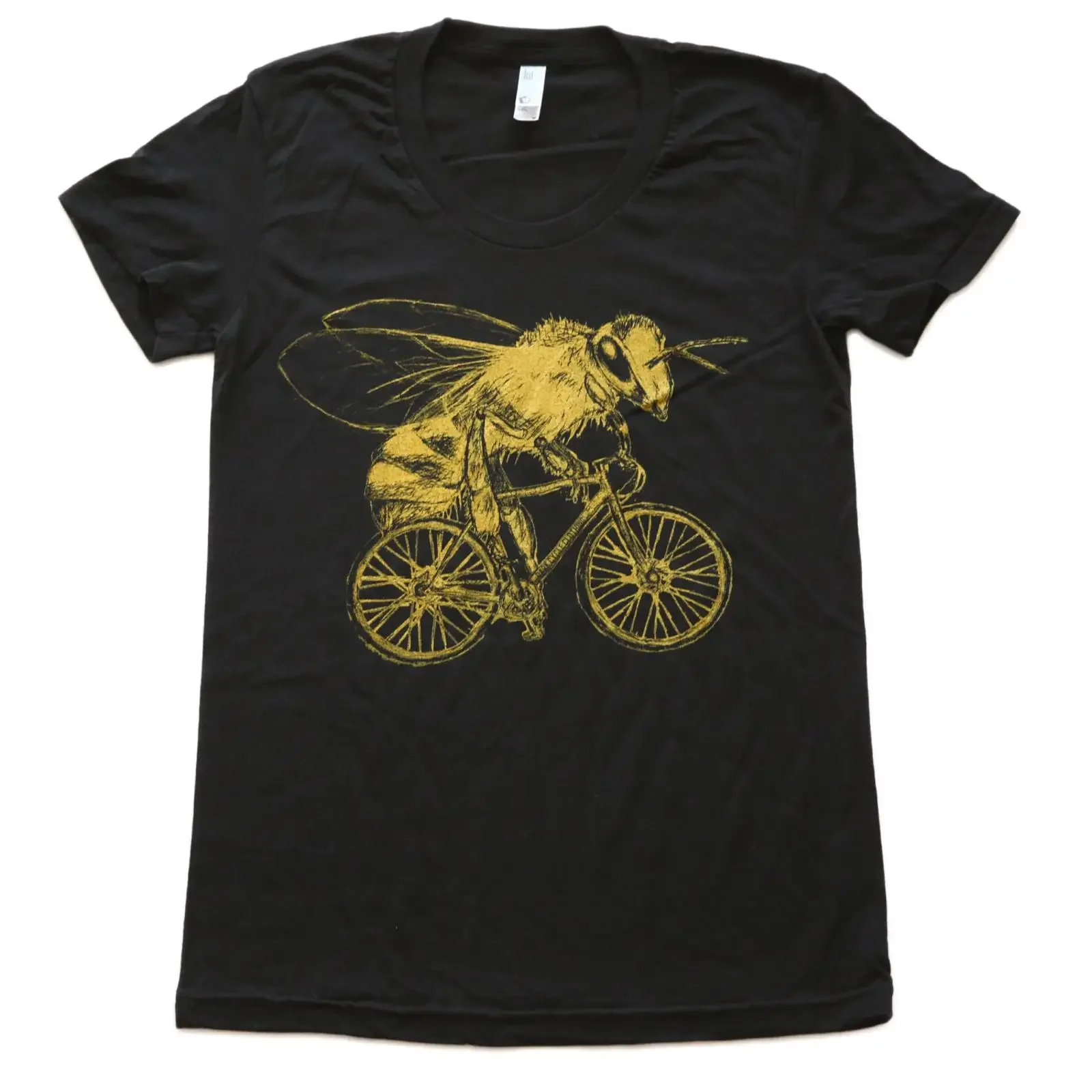 Bee On Bicycle T Shirt Screen  vintage Washed designer clothes Slightly Stylish Stretched Unisex streetwear Soft Versatile