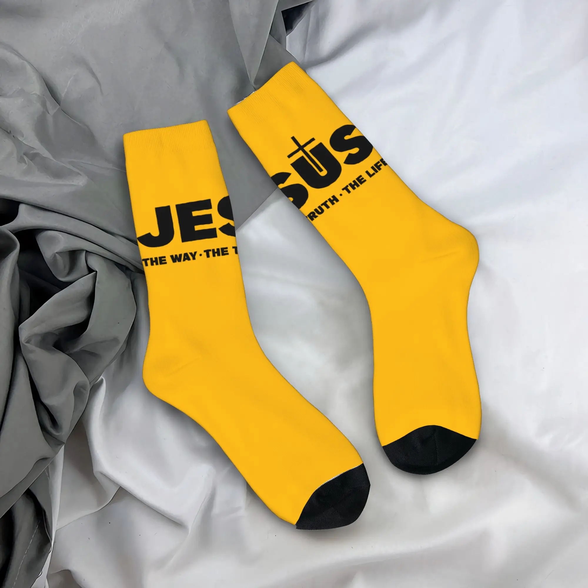 Chaussettes unisexes personnalisées Jésus-Christ Le Chemin La Vérité La Vie pour hommes, impression 3D, religieuses, croix, foi chrétienne, chaussettes habillées