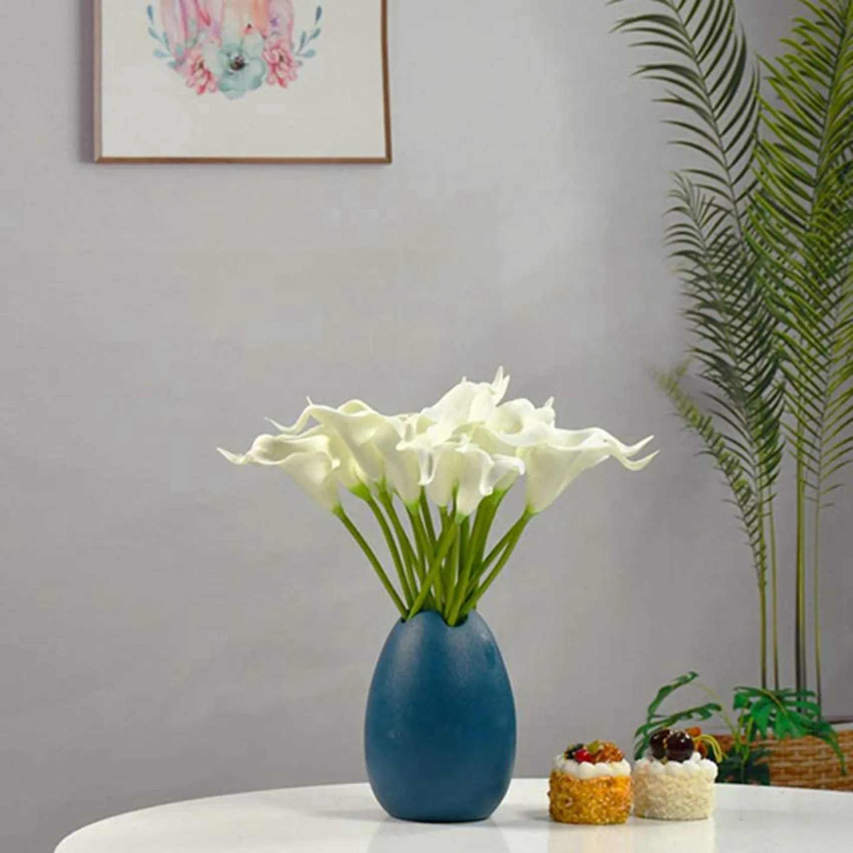 AFOURT-100 Stück künstliche weiße Calla-Lilienblumen aus weichem Latexmaterial für die Dekoration von Haus und Küche – Detail 1