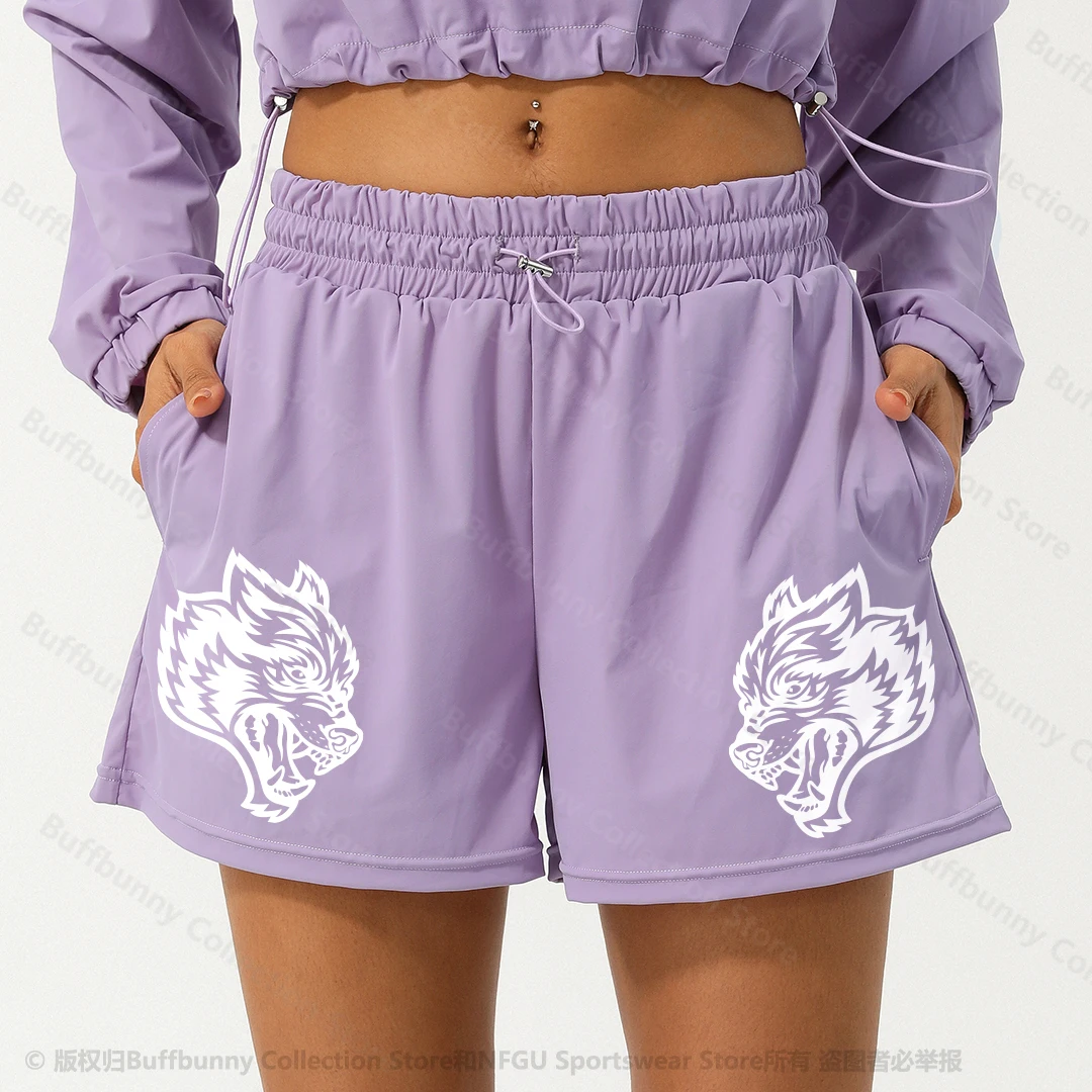 She Darc Wolf Sport Shorts Gym Fitness Kleding Zakken Sportieve Kleding Meisjes Zomerbroek Zachte Stof Dames Casual Shorts