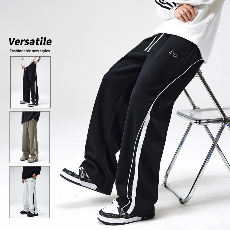 

Мужские повседневные брюки прямого кроя Street Sle, плотные, свободные, с цветными вставками, спортивные, для осени, из смесового хлопка