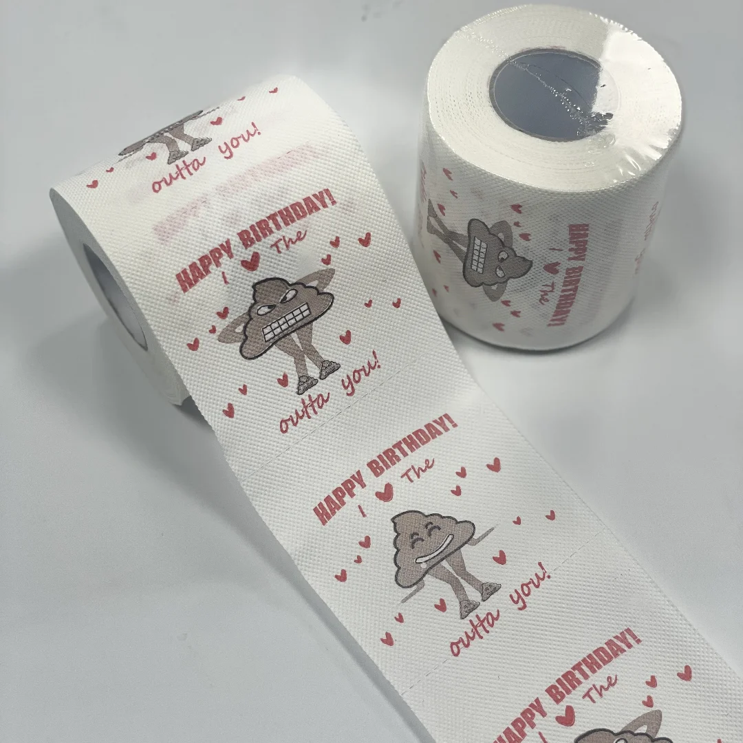 1pc, Funny Birthday Party Tissue, Valentine\'s Day Draw Paper, Premium Wood Pulp, Cartoon Poop Pattern Printed Tissue Toilet Pape