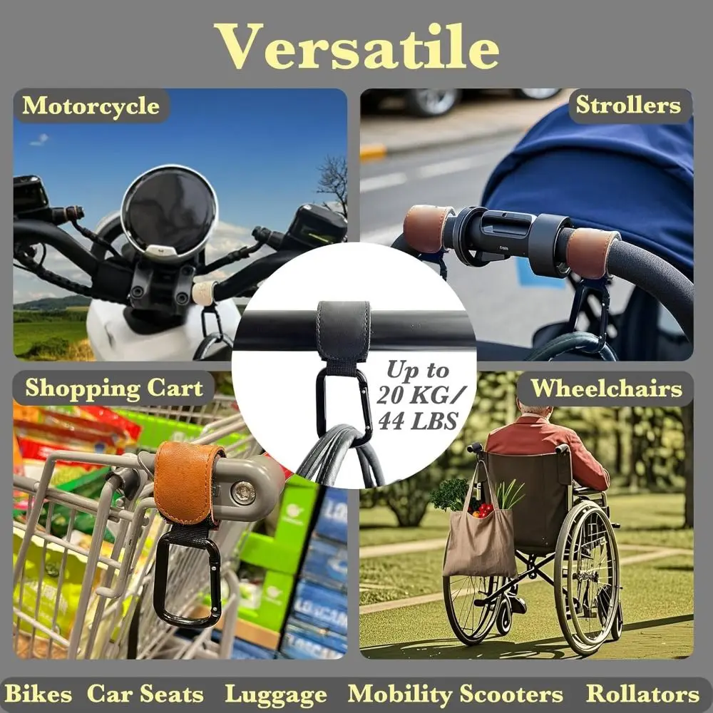 New Universal Stroller Hooks Brown Carabiner Clips Adjustable Stroller for Parents and Travelers