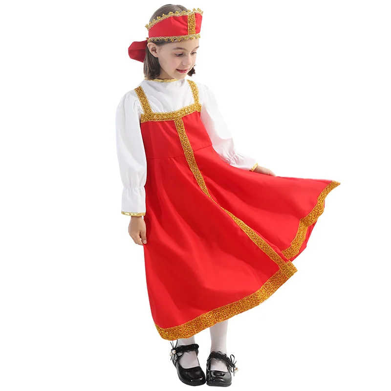 Girls Russsian Dress Stage & Dance Wear Child Sarafan Folk Cosplay Performance Fancy Dress up Kids Russian Traditional Clothing view 2