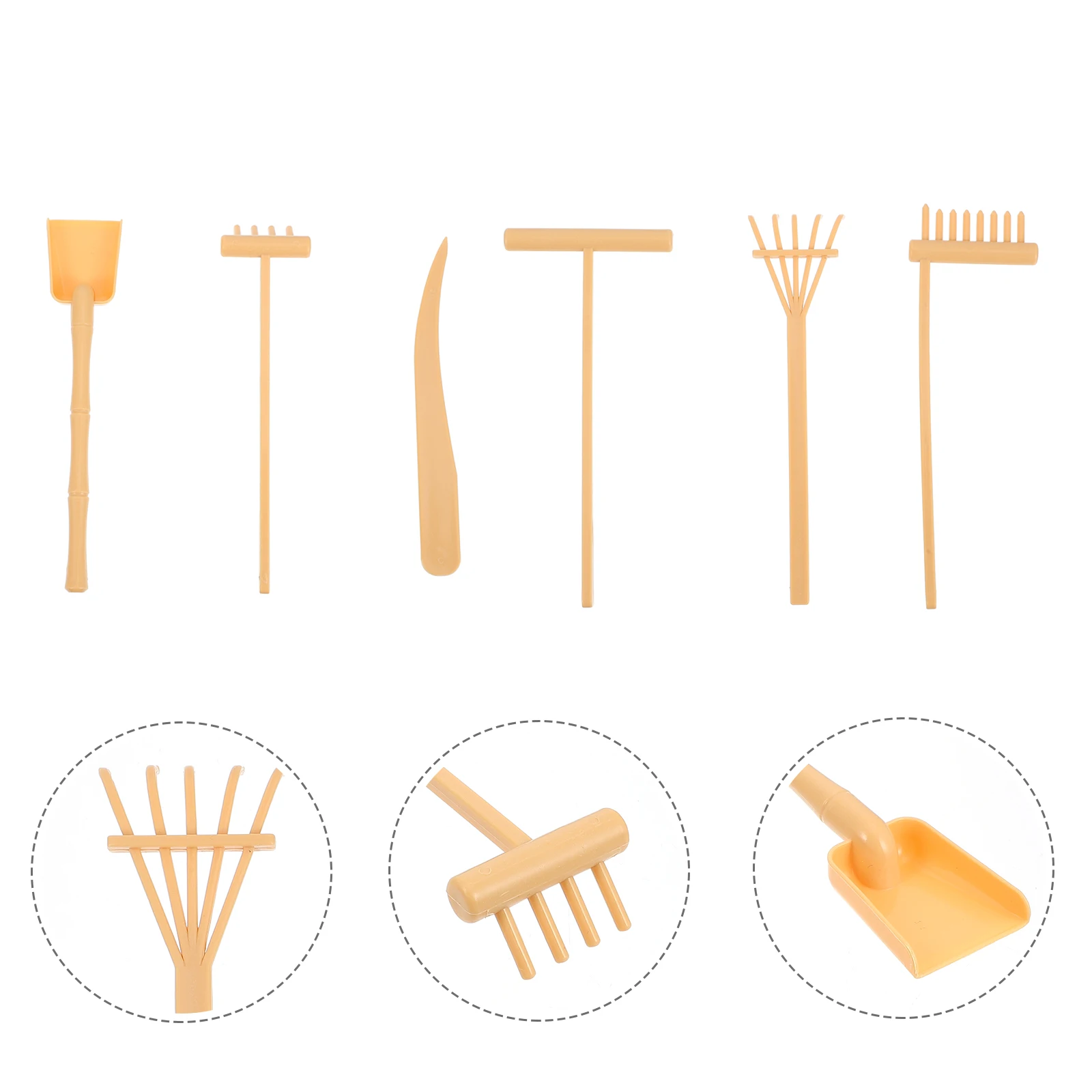 6 Pcs Small Sand Tray Rakes Mini for Sensory Bin Yellow Desk Garden Outdoor