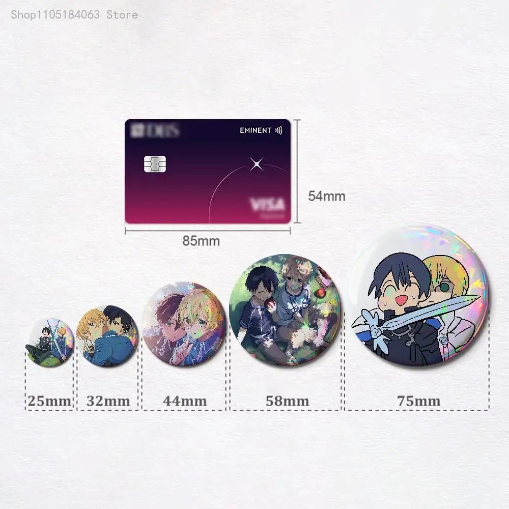 Kirito Eugeo Enamel Pin Tinplate Round Brooch Cosplay Nijigen Otaku Culture Badges 58mm 44mm 32mm 75mm 25mm