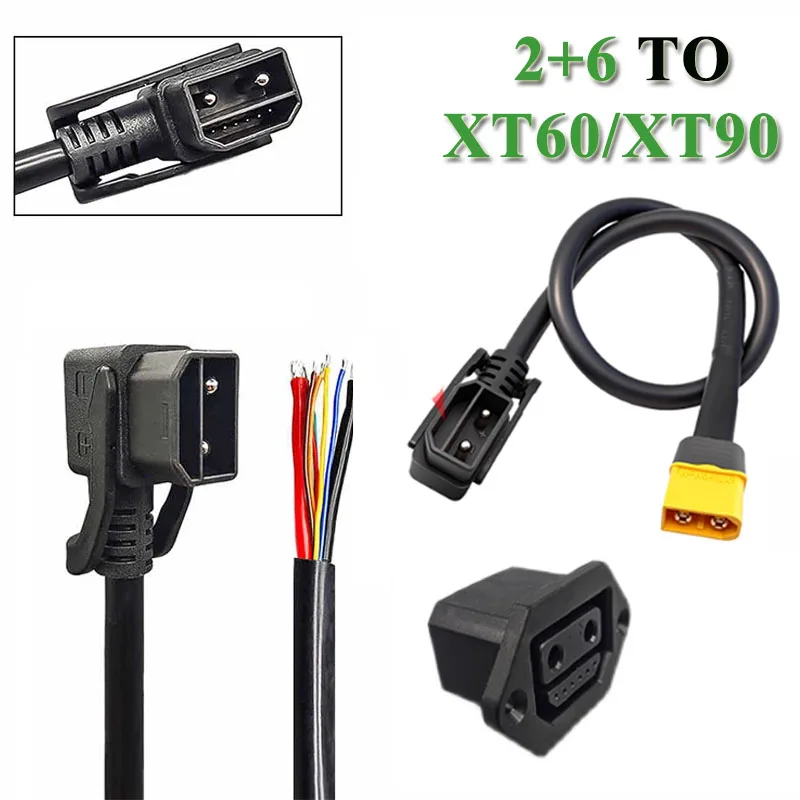 

2+6 Lithium Battery Charging Connector Cable 2+6 to XT60/XT90 Charing Port Plug Socket 8Pin Hight Power Power Plugs Wire
