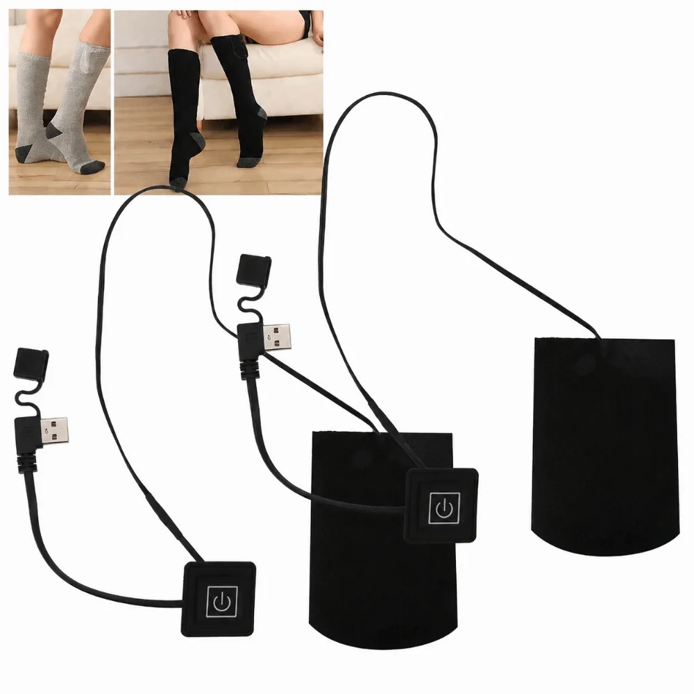 1 Pair Composite Fiber Electric Heating Socks Three Gear Temperature 77-122℉ Range Electric Socks Heating Heating Pad