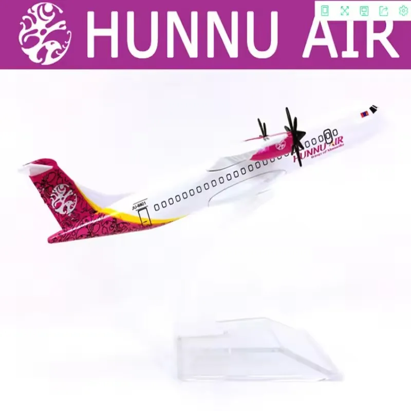 

16cm Model Diecast Alloy Metal Airplane HUNNU AIR Airways Wings of Mongolia FK50 Aircraft With Base Collection Display Fans