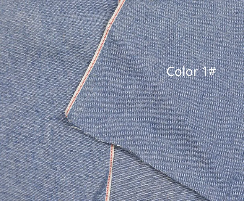 6oz Selvedge Denim Chambray Fabric Cross Hatch Light Blue Chambray Denim Dress Jean Shirt Cowboy Cloth By The Yard W182314