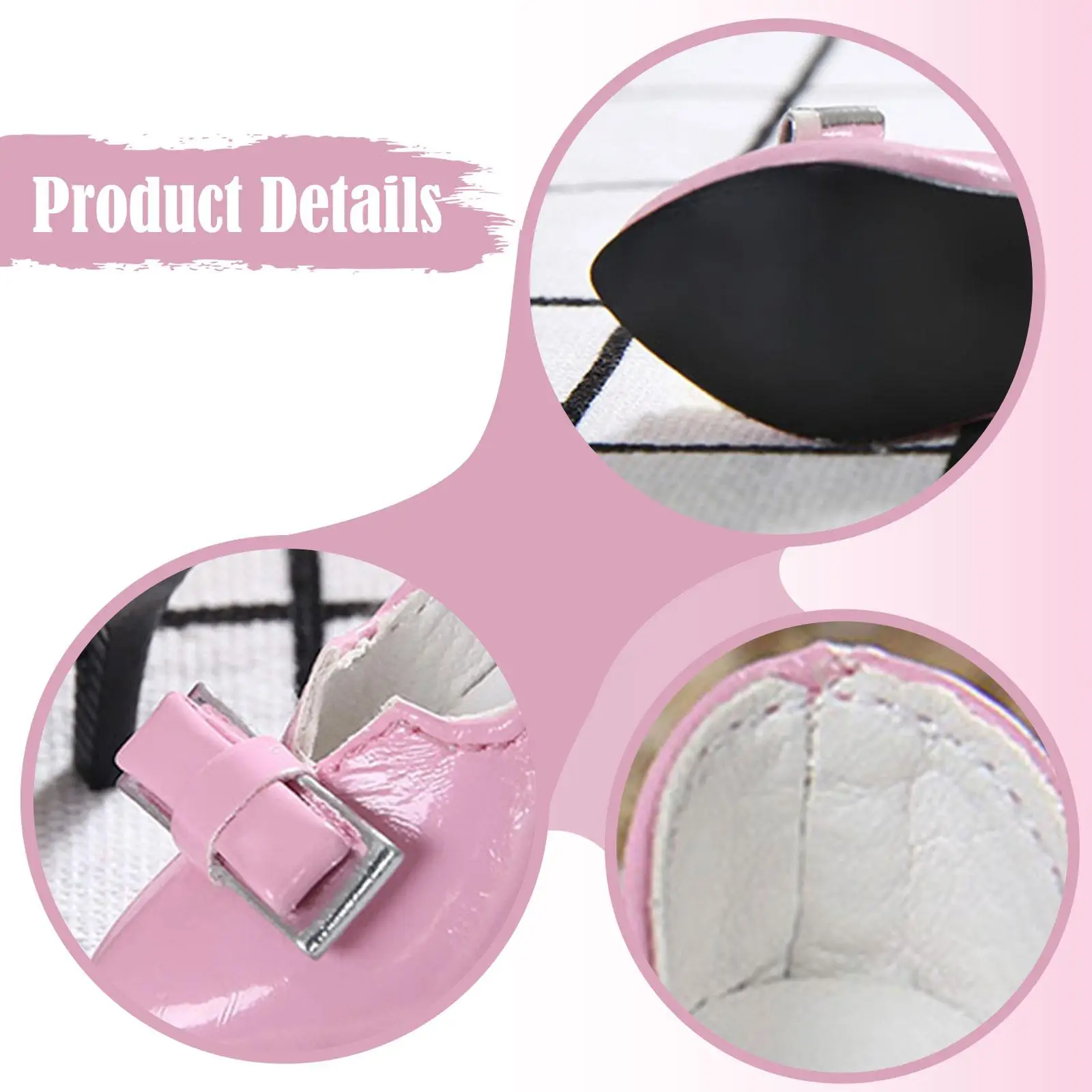 

1/4 Scale Doll Shoes High Heels Stylish Pink PU Model Costume Accessory for Women Action Figure Decoration