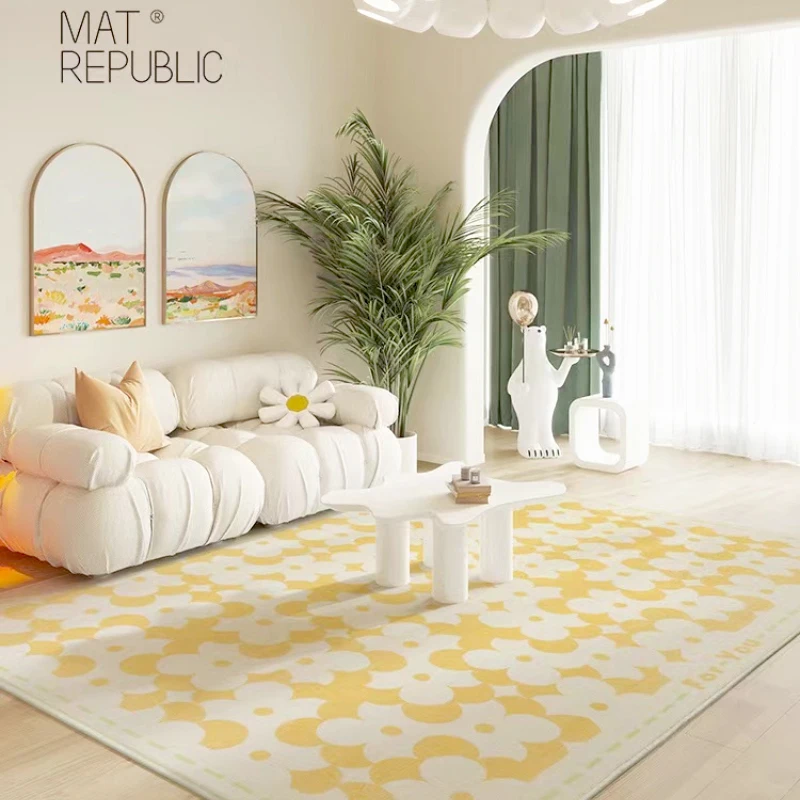 

Ins Simple Style Large Area Lattice Decoration Living Room Carpet Thickened Soft Bedroom Carpets Nonslip and Dirtresistant Rug