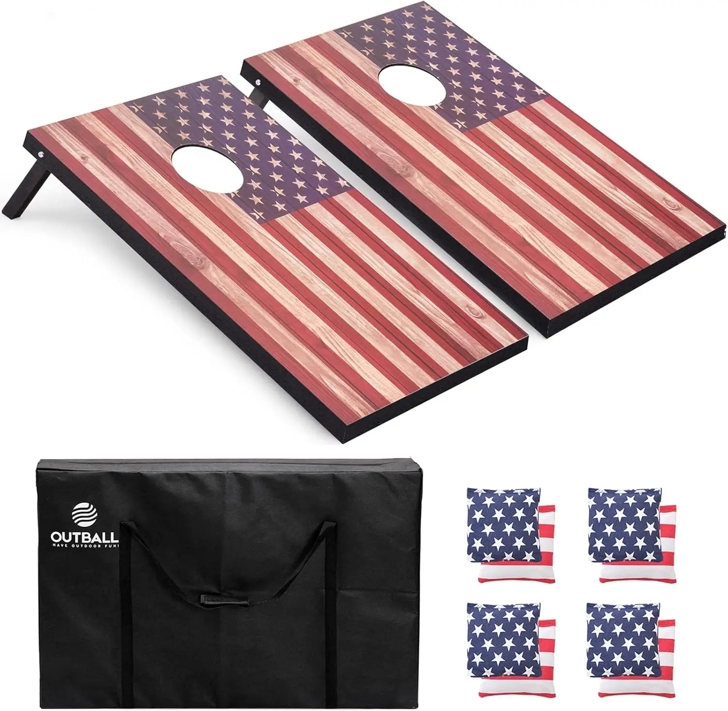 

Cornhole Set 3x2 ft with Carrying Bags and 8 Bean Bags Portable Toss Game for Outdoor Family Beach Lawn Backyard