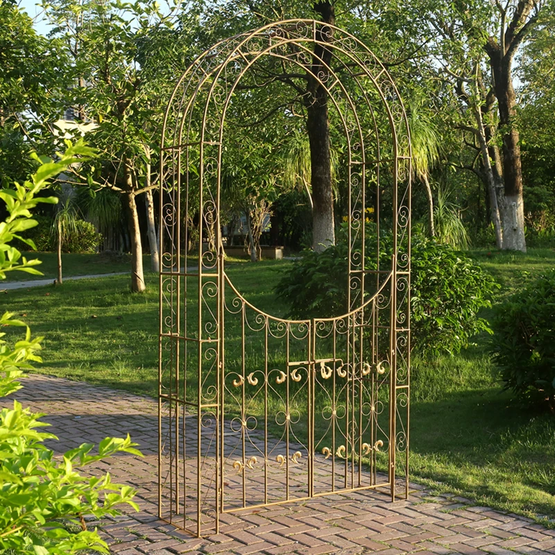 

Retro old wrought iron arch climbing vine flower stand outdoor garden courtyard arched door plant climbing bracket decoration